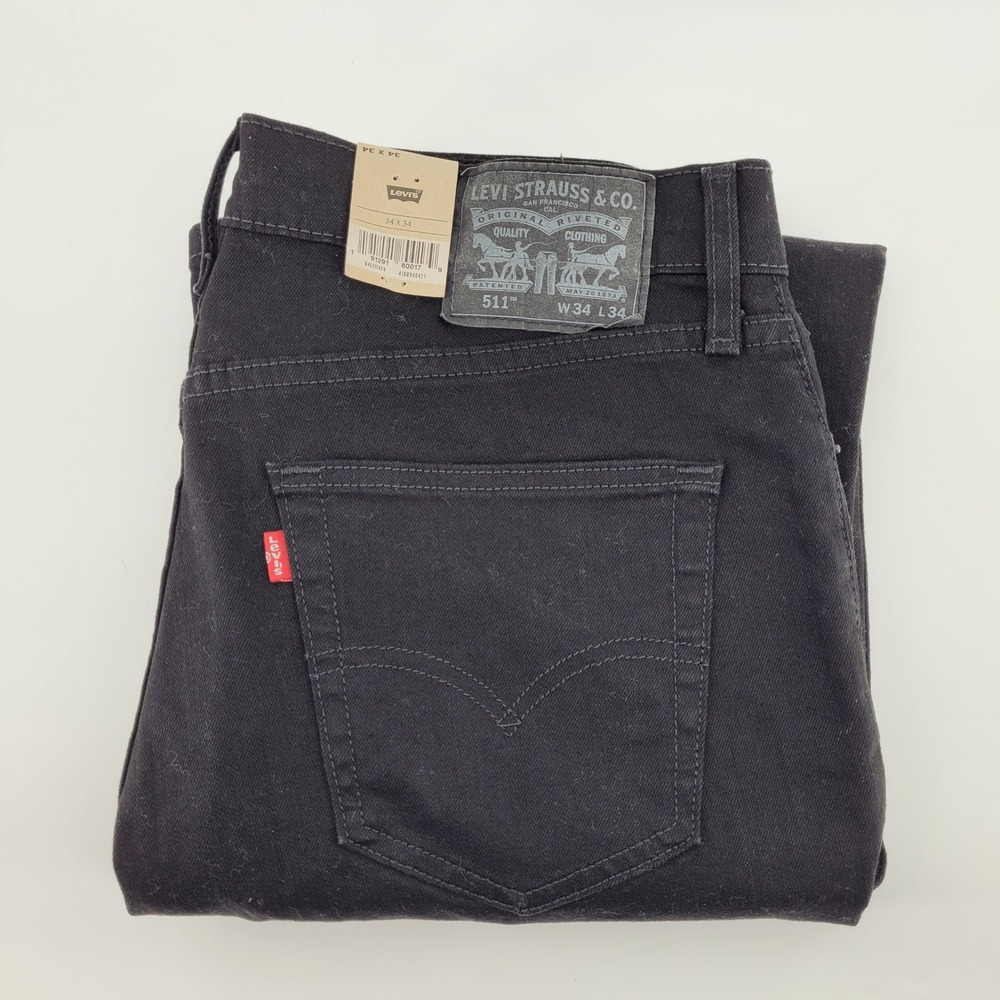 Levis 511 Slim Fit Mens Black Jeans 34x34 04511-2694 Waterless Denim NWT
